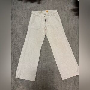 Anthropologie Cream Wide-Leg Pants